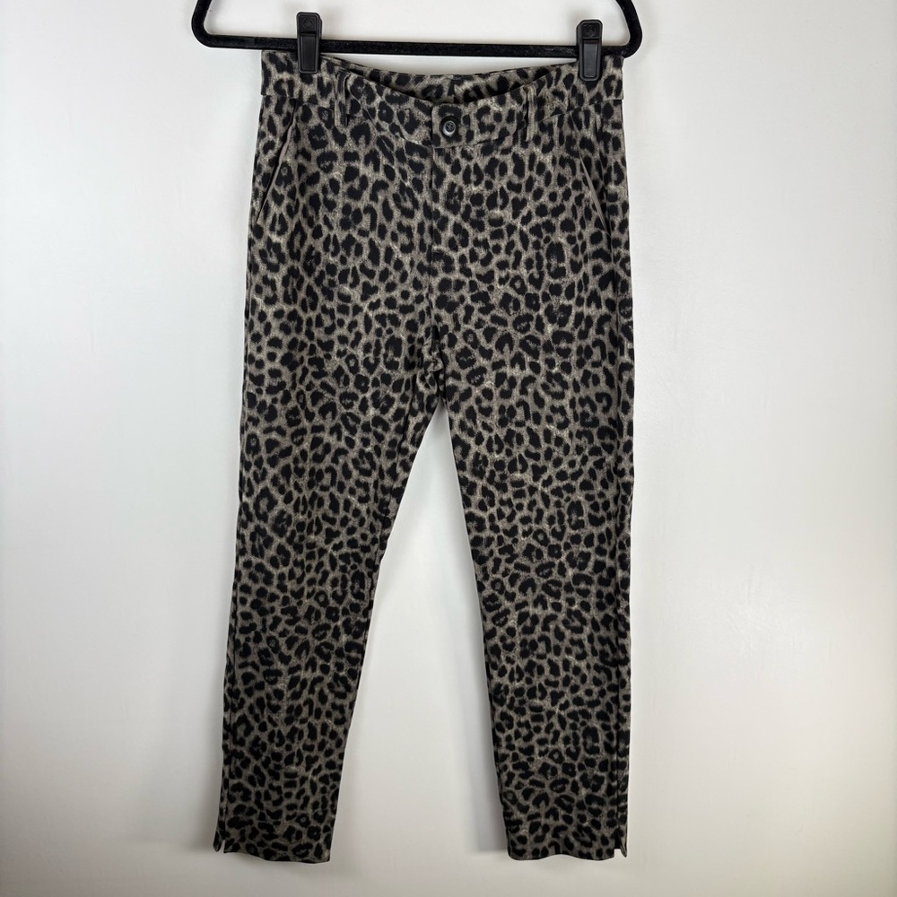 CABI Womens 6 Jungle Leopard Trouser Ankle Skinny Pants Black 26” Inseam